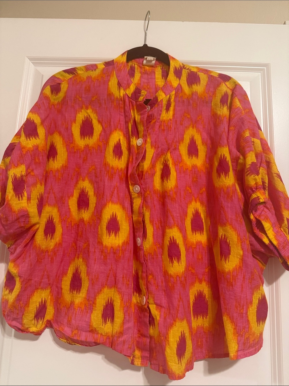 ivy jane Pink and Yellow Patterned Button-Front Blouse